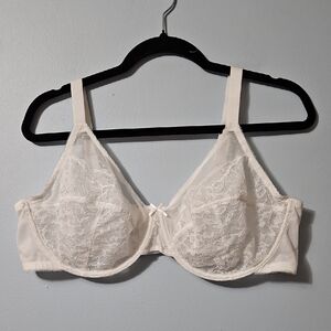 Hsia Elegant Lace Sheer Underwire Bra - White Size 42D